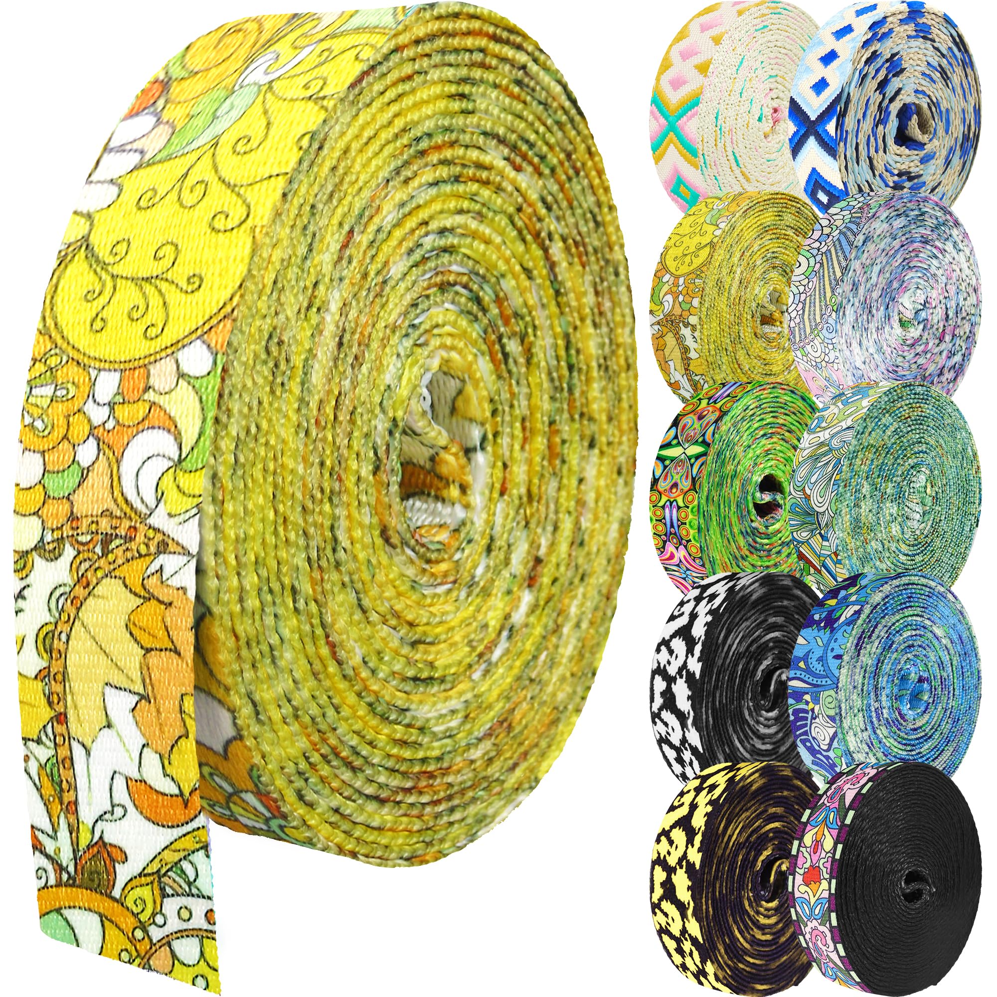 Grosun 1.5 inch Patterned Nylon Webbing Belt Webbing Straps Purse Straps Backpack Straps Nylon Belt