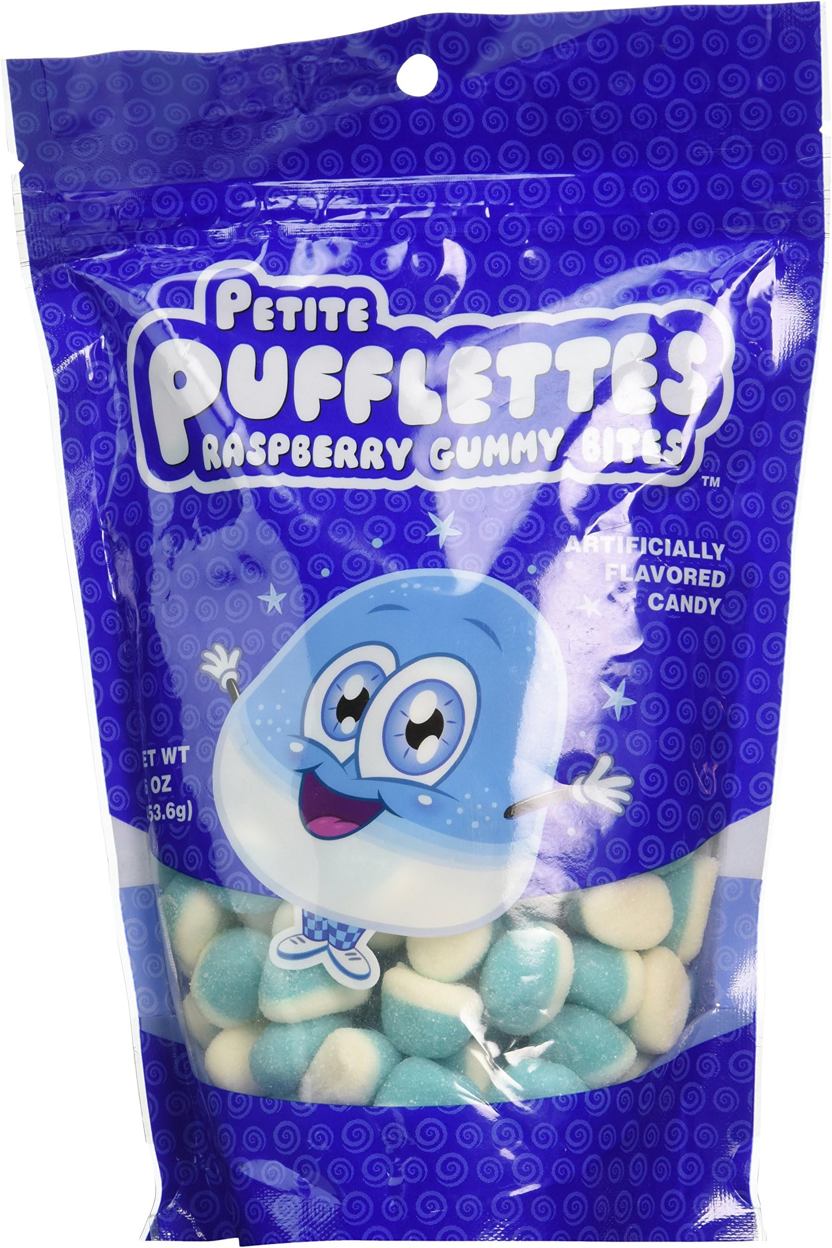 YumJunkie Petite Pufflettes Gummy Bites, Blue Raspberry, 1 Pound