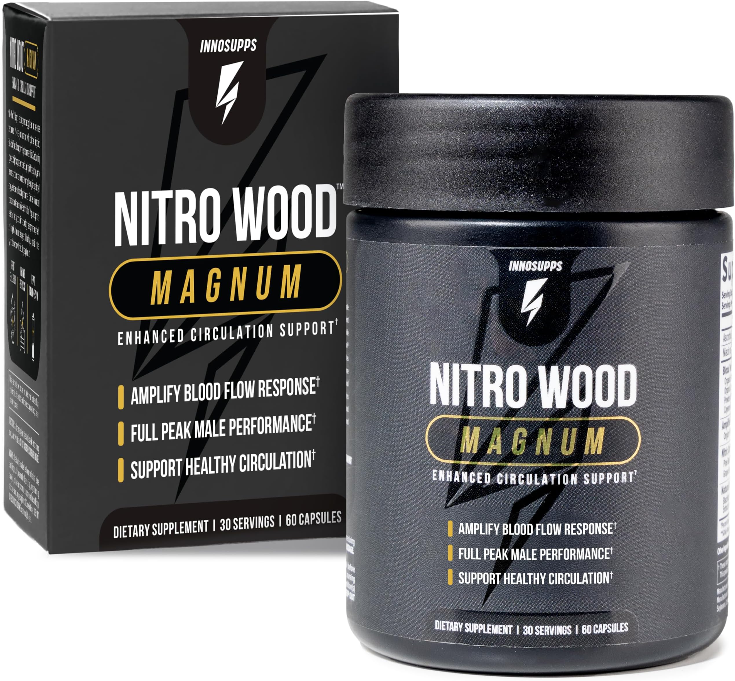Nitro Wood Magnum | Enhanced Circulation Flow Support | Supercharged Tamina & Muscle Growth | Fuel Peak Performance | 60 Capsules