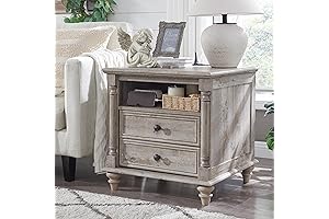 South Shore Nightstand: Farmhouse End Table with Charging Station