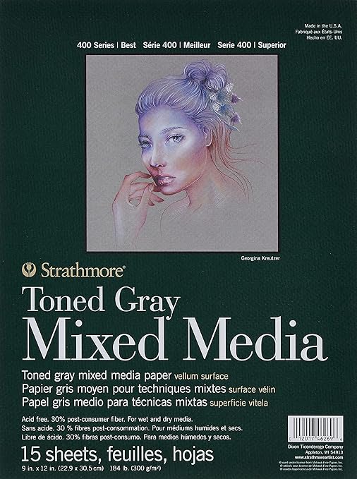 Strathmore Toned Mixed Media Paper Toned Grey 9"X12"15 Sheets 62462309 Arts