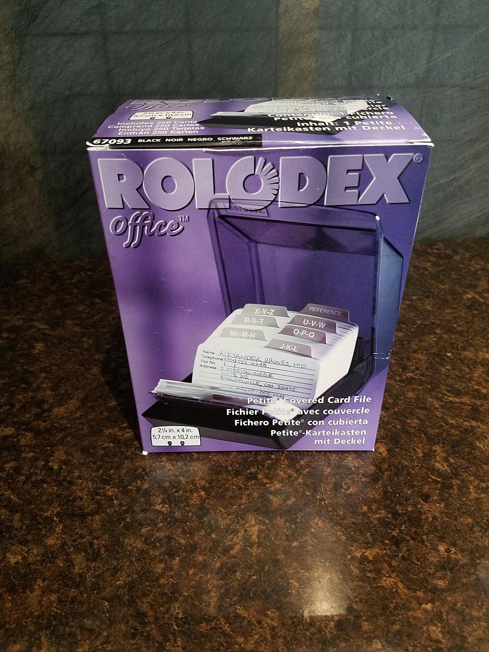 Rolodex Petite Covered Tray Card File with 2.25 x 4 Inch Cards and 9 Guides (67093)