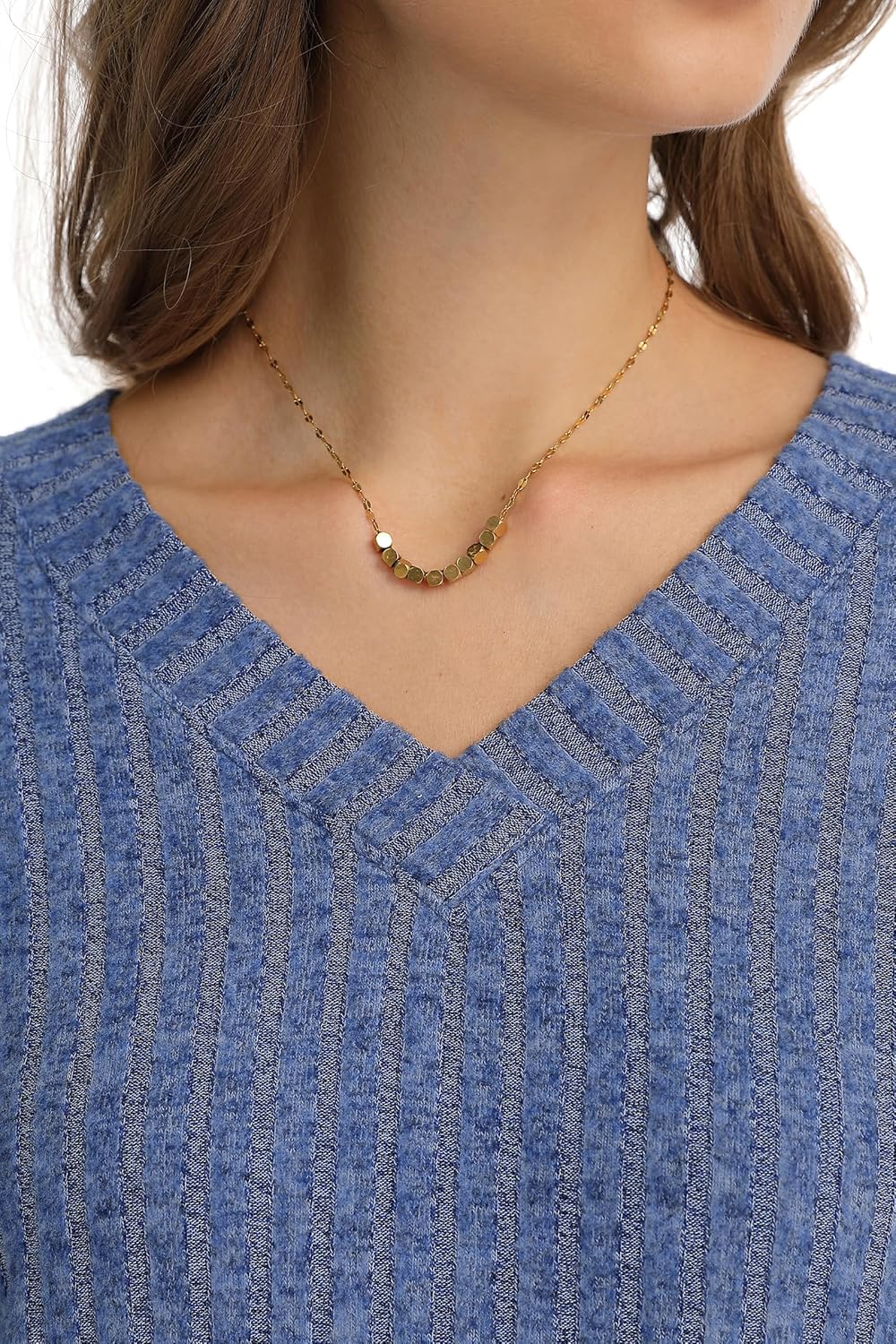 QUALFORT Womens V Neck Tunic Shirt Ribbed Knit Short Sleeve Loose Fit Tops Spring 2026 - Image 6