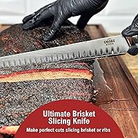 Vista 2 de Smoke Kitchen Cuchillo para cortar pechuga de 12 pulgadas, acero VG-10, borde Granton, espiga completa, mango G10, cuchillo para tallar carne
