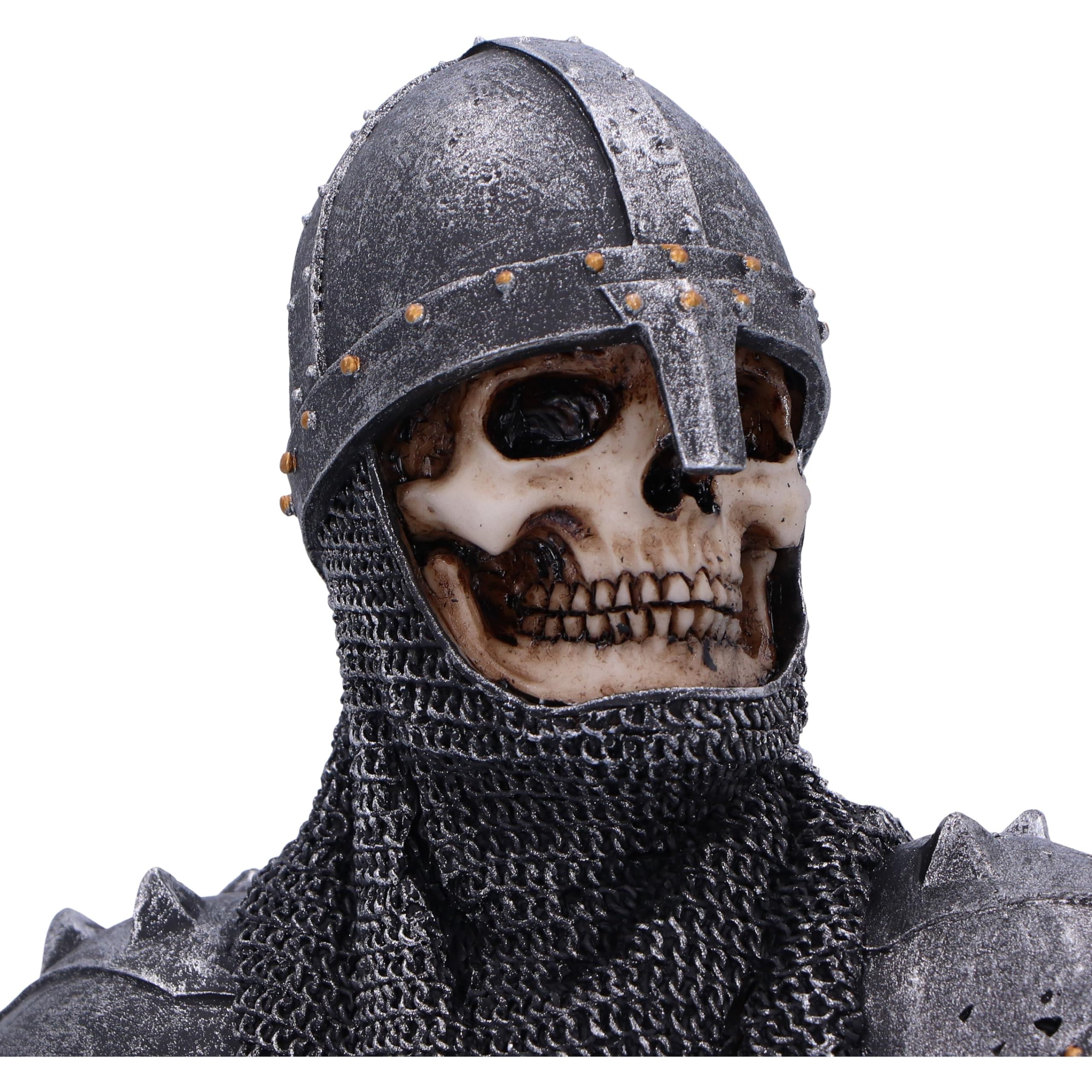 Nemesis Now Into The Knight Buste de Chevalier 19 cm, en résine, Argent, Buste de Chevalier Squelette, Buste médiéval, Statue d'histoire médiévale, coulée dans la Meilleure résine, Peinte à la Main