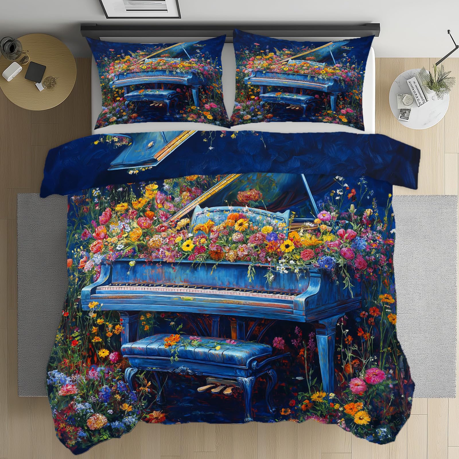 Draps et 2 taies d'oreillers piano 220x240 pour en finir avec les corvées