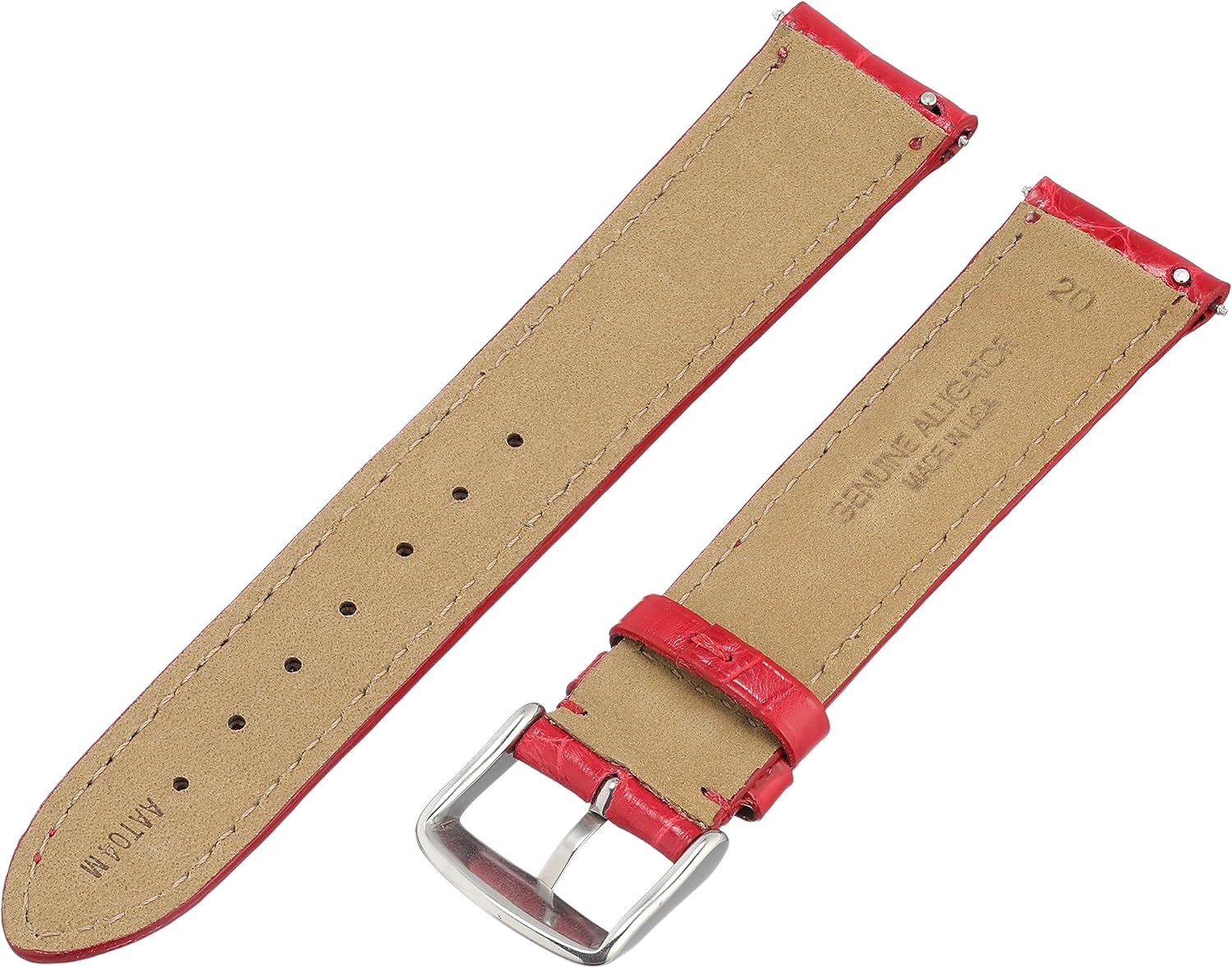 Swiss Watch International 20 MM Red Genuine Alligator Strap 20AAT04M