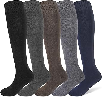 Justay 5 Pairs Thick Knee High Socks, Winter Boot Long Socks for Women