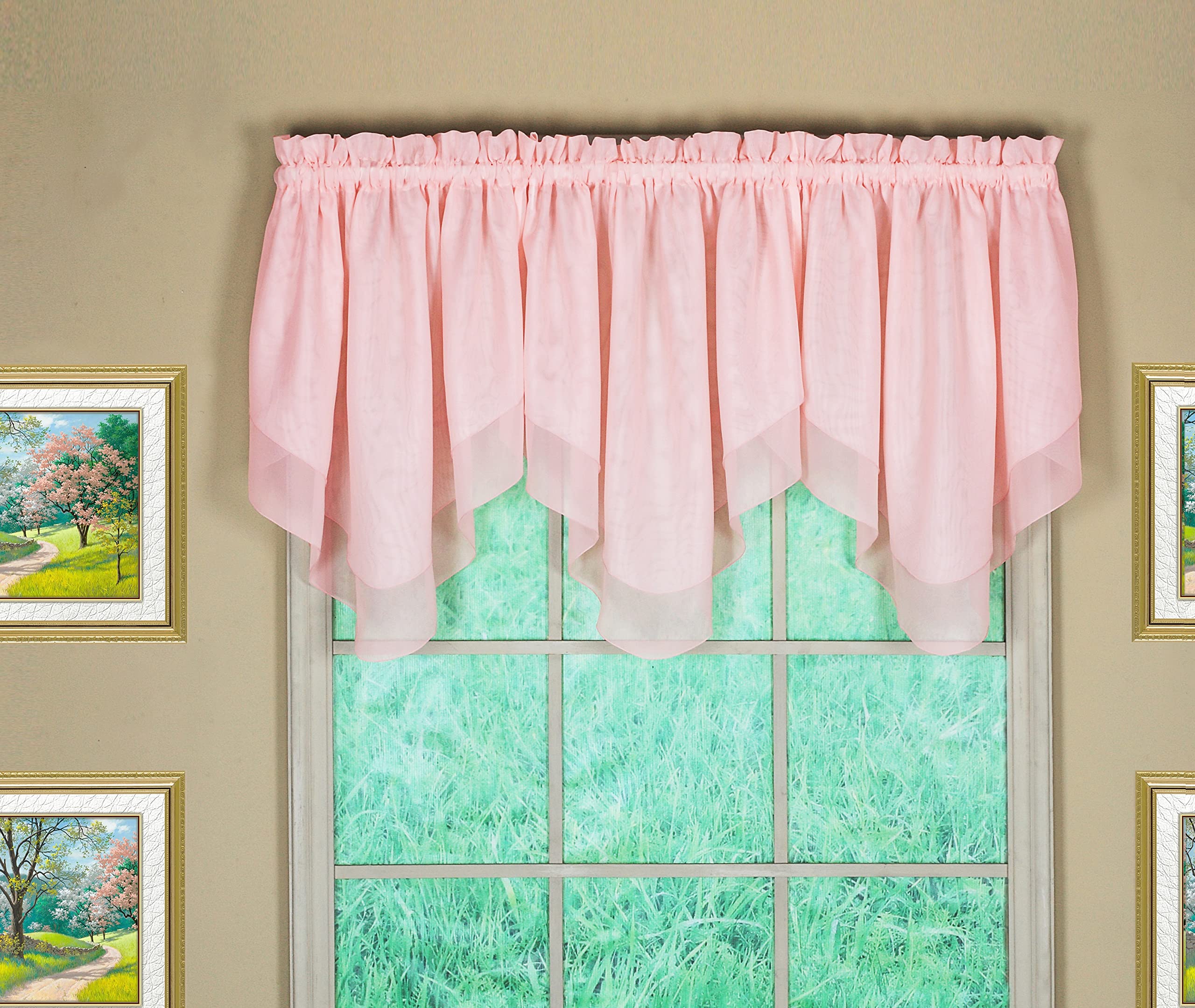 Today's Curtain Emelia Original Voile Ascot 25", Rose, 40" W x 25" L, W 40" x L 25" (1 Panels)