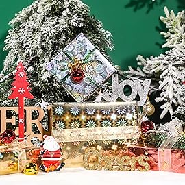 LeZakaa Holographic Foil Wrapping Paper - Mini Roll - Silver Snowflake/Gold Flower/Champagne Dot Print for Christmas, Holiday, Wedding, Birthday - 17 x 120 inches - 3 Rolls (42.5 sq.ft.ttl.)