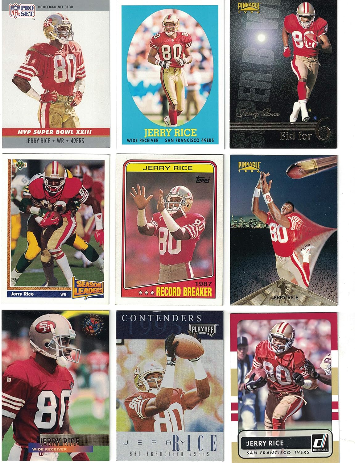 Jerry Rice / 40 Different Football Cards Featuring Jerry Rice! Hall of Famer!
