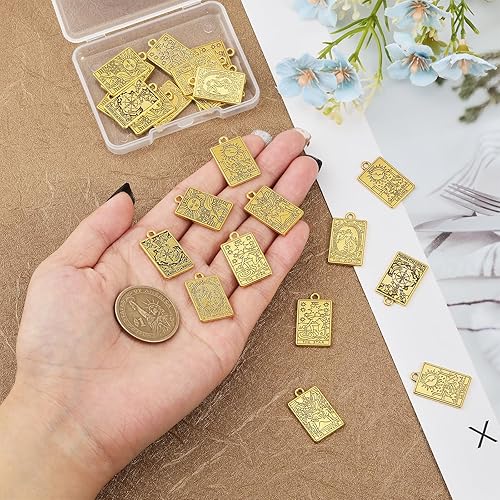 Miniatura 3 de CHGCRAFT 24 dijes de cartas de tarot de 6 estilos rectangulares de aleación de zinc para manualidades, pulseras, aretes, collares, joyería