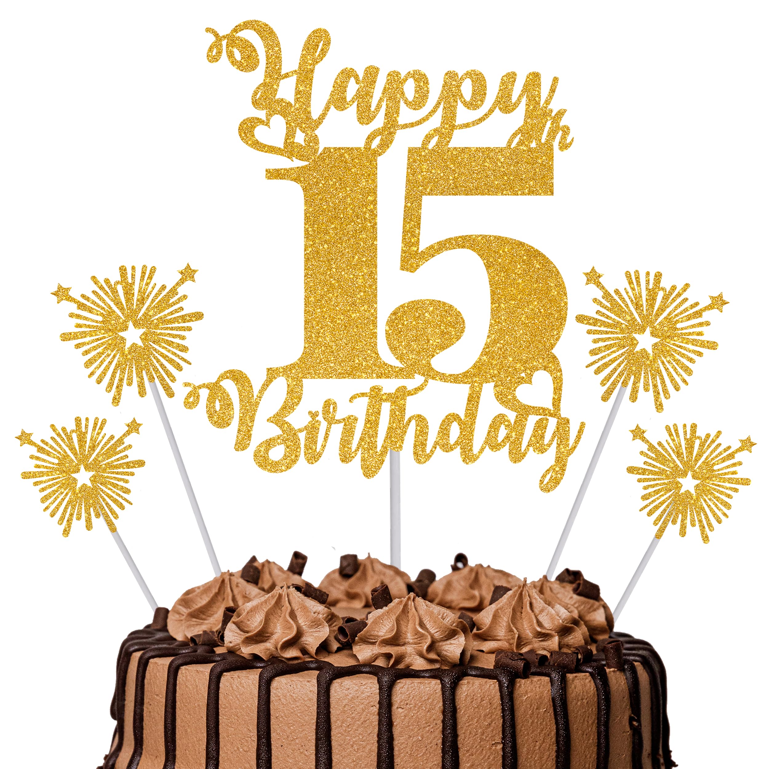 Gold Glitter 96th Birthday Cake Topper Set – 5 Piece Premium Glitter Birthday Decoration & Party Supplies for Men, Women & Kids – 96th Birthday — view 53