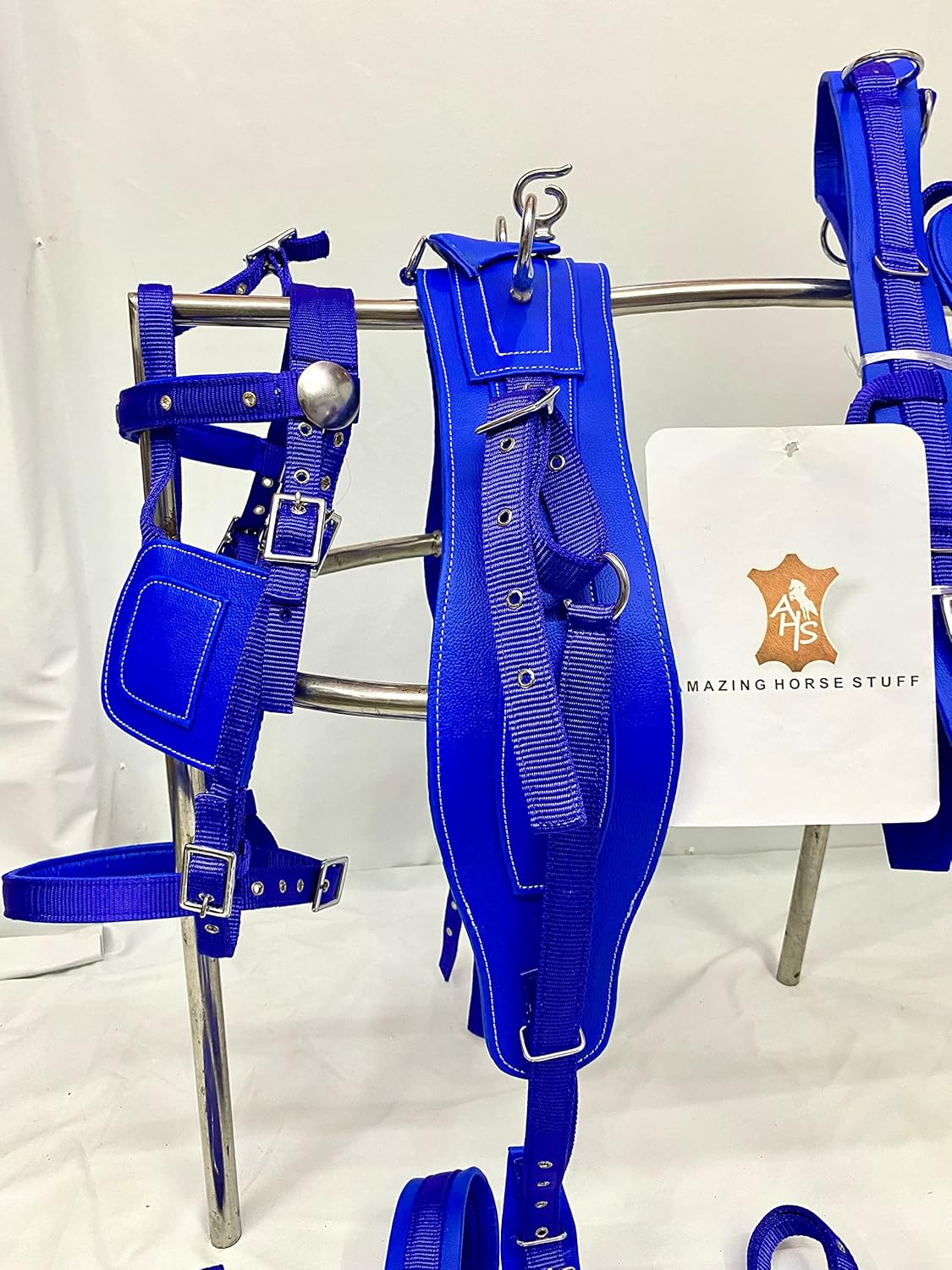 AMAZING HORSE STUFF Blue Nylon Horse Driving Harness for Single Horsecart (Pony) : Pet Supplies
