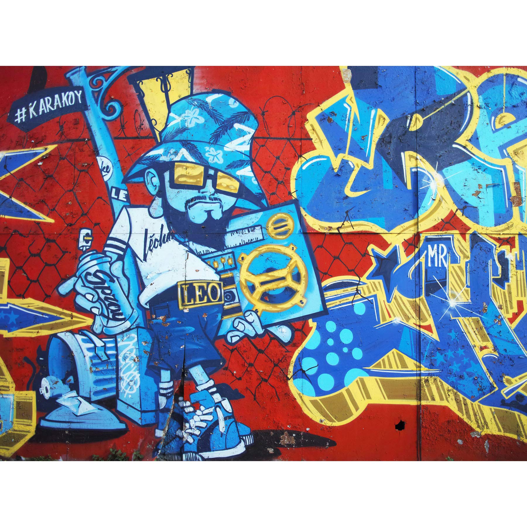 Graffiti Cool Guy Dude Boombox Large Canvas Wall Art Print