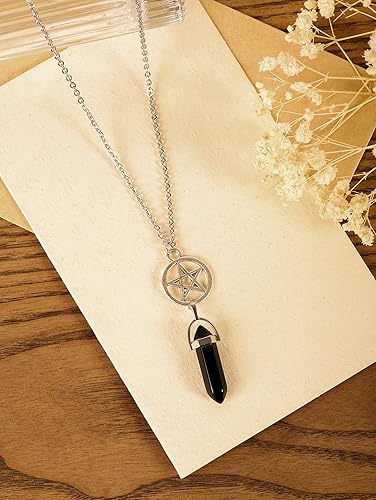 Miniatura 5 de Sacina Gargantilla gótica de pentagrama, colgante de pentagrama de aleación de zinc, gargantilla gótica, collar gótico, collar gótico, regalo de