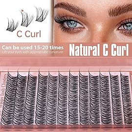 Medium Lash Clusters Short Wispy C Curl Eyelash Clusters 16MM Individual Eyelashes Natural Cluster Eyelash Extensions Natural Looking Cluster Lashes by Geeneiya (C Curl,16MM)
