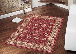 Ottomanson Ottohome Collection Traditional Floral Design Modern Area Rug with Non-Skid (Non-Slip) Rubber Backing, Dark Red - coolthings.us