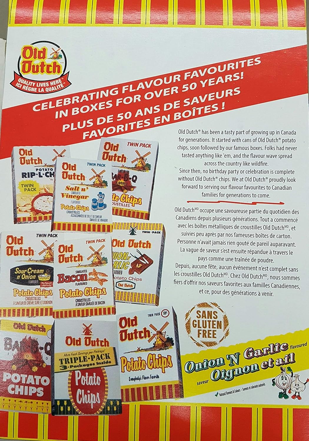 Old Dutch Potato Chips, Onion and Garlic, 220 Grams/7.8 Ounces