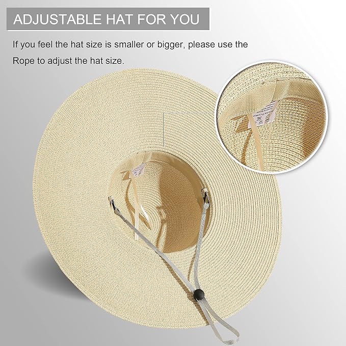 Lanzom Womens Wide Brim Straw Hat Big Floppy Foldable Roll up 