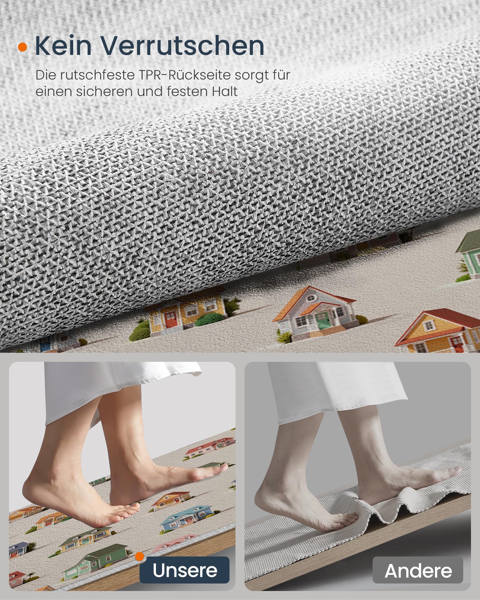Tappeto Rotondo per Bambini, Morbido Costruzione Di Una Piccola Casa Cartone Animato Antiscivolo Grande Tappetino da Gioco, per Cameretta dei Bambini in Finta Cashmere, (Beige chiaro, 100cm )