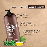 Vista 3 de Botanic Hearth Jabón líquido de manos de árbol de té, fórmula sin sulfato, lavado a mano multiusos con aloe vera y aceite de árbol de té de alta