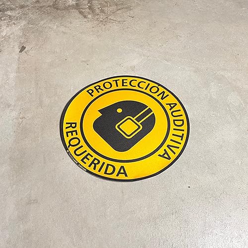 Vista 32 de TRADESAFE Adhesivo antideslizante para el suelo del área del casco español – Señal de precaución del Área de USO De Cascos, letrero de vinilo