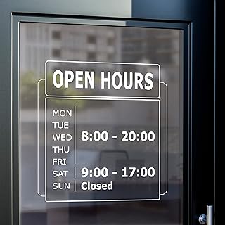 Vinyl Sticker - Salon Shop Working Time - Custom Business Sign Decal - Store Hours Sign - Open and Close Time Poster - Weekly Store Hours Sign22x27