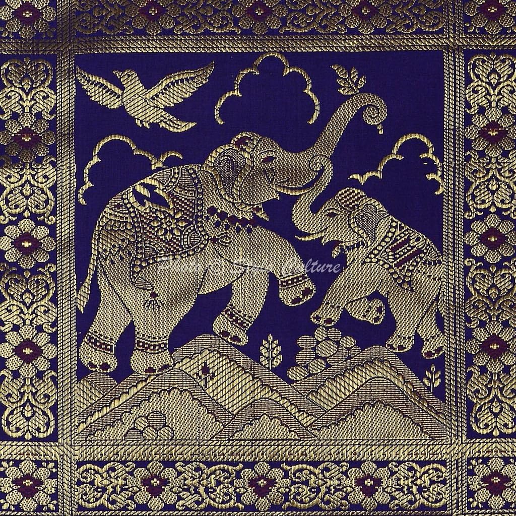 Ethnic Decorative Couch Sofa Toss Throw Pillow Cases 40x40 cm Brocade Hallway Decor Purple Elephant Jacquard Square Luxury Zippered Bohemian 16x16 Inch Cushion Covers - 5 Pcs