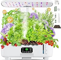 Zekeson 15-Pod Misting Hydroponic Smart Indoor Herb Garden Kit with LCD Touch Panel & 6L Tank - White, Beginner-Friendly