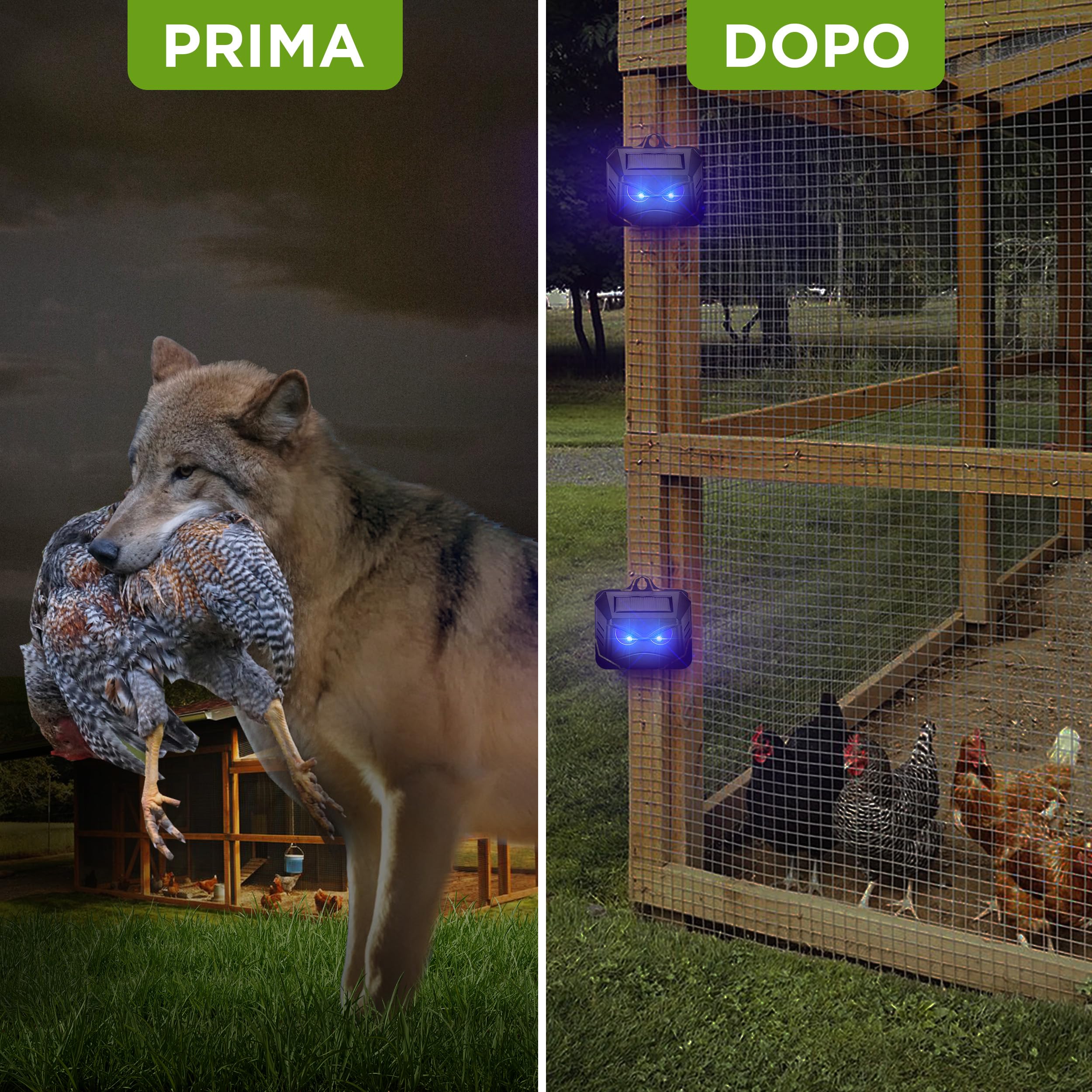 ISOTRONIC Repellente Solare Animali Selvatici LED Blu (4 Pezzi), Dissuasore per Procioni Cervi Volpi Cinghiali, Raggio d'azione 40m², Deterrente Efficace Esterno e Giardino Senza Veleni