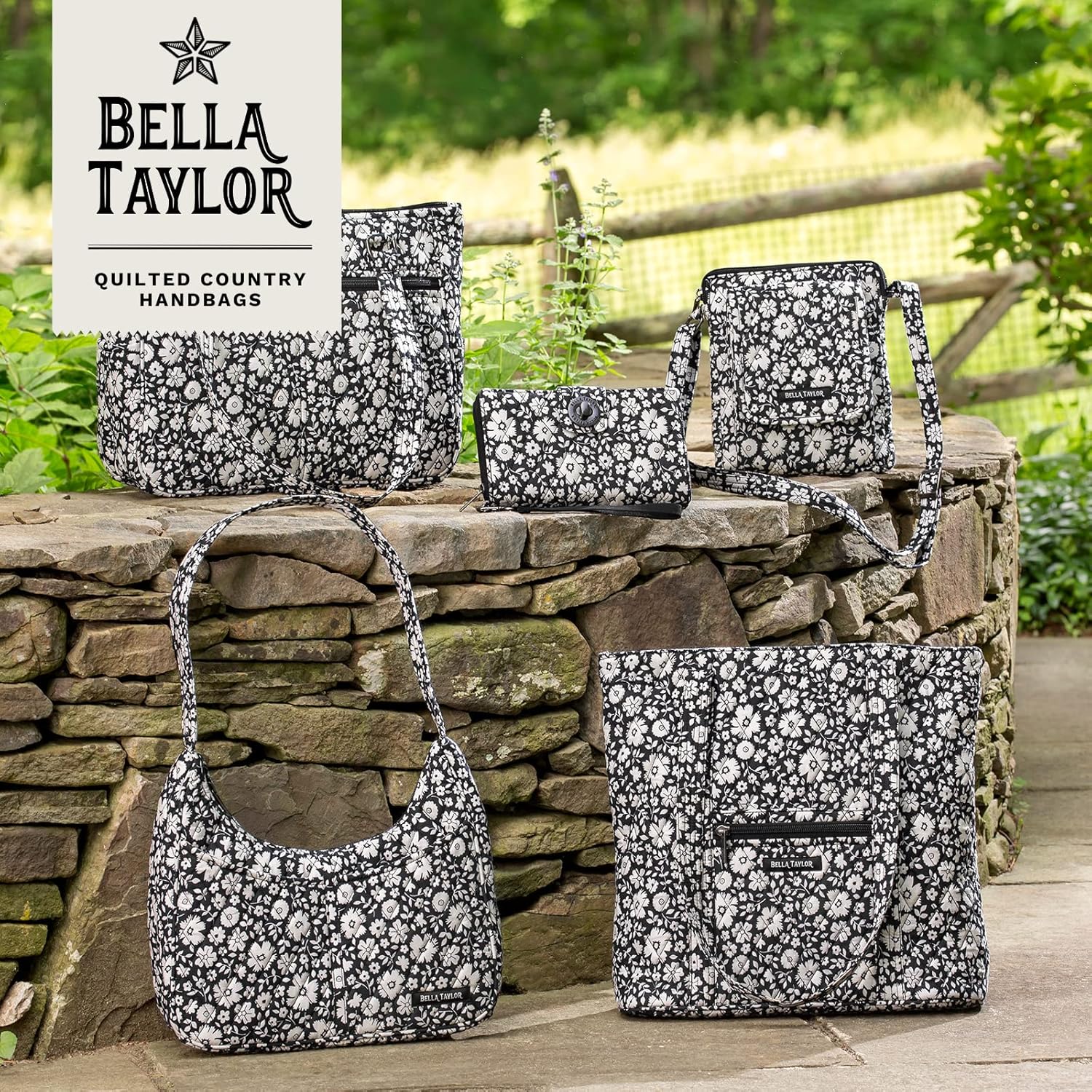 Bella Taylor Slim Card Wallet for Women | Quilted Cotton Fabric Zip Around Credit Card Wallet with RFID Protection | Bicolor Floral Black - Image 6