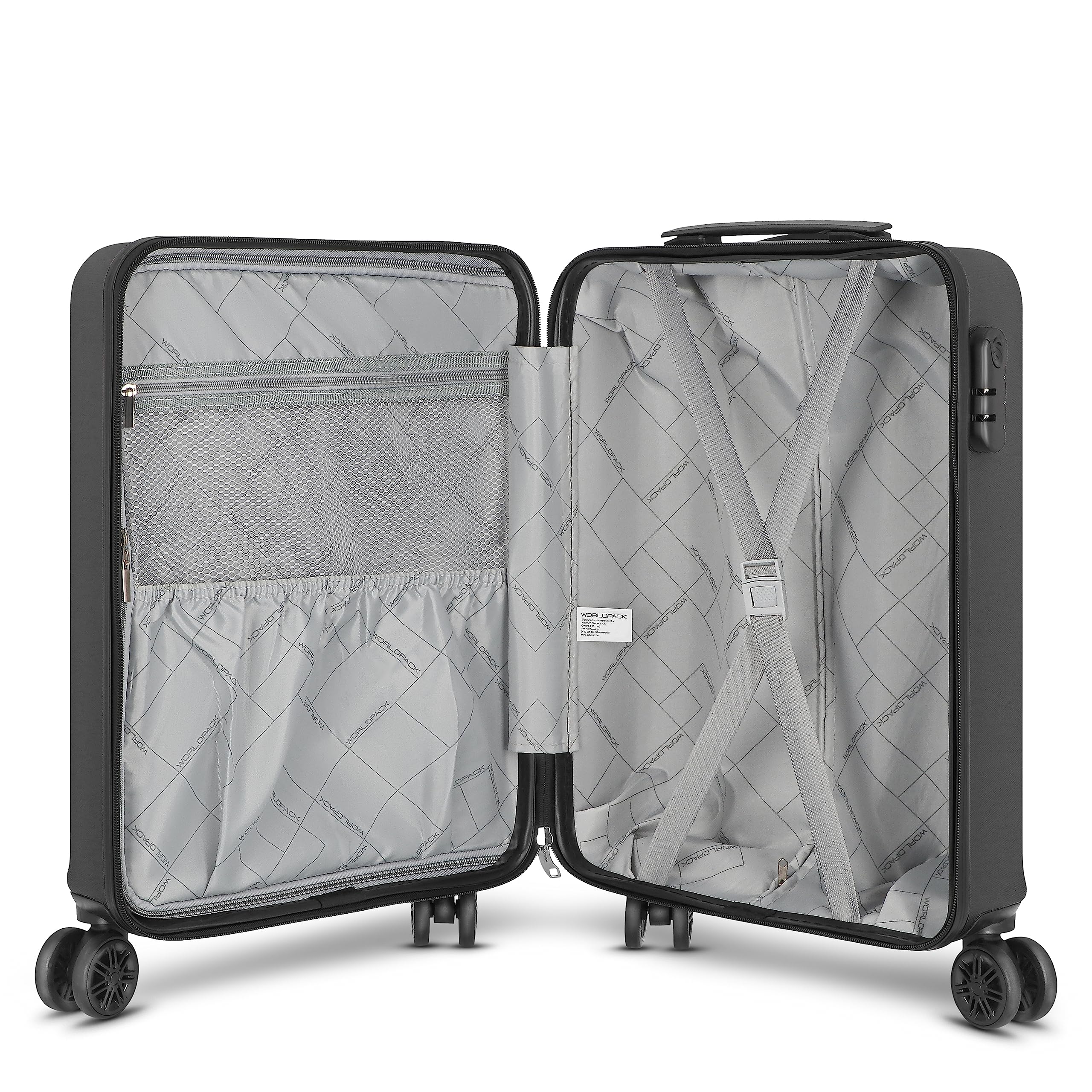 New York 2.0 4 rollos, negro/metálico, S (55 cm), Equipaje duro