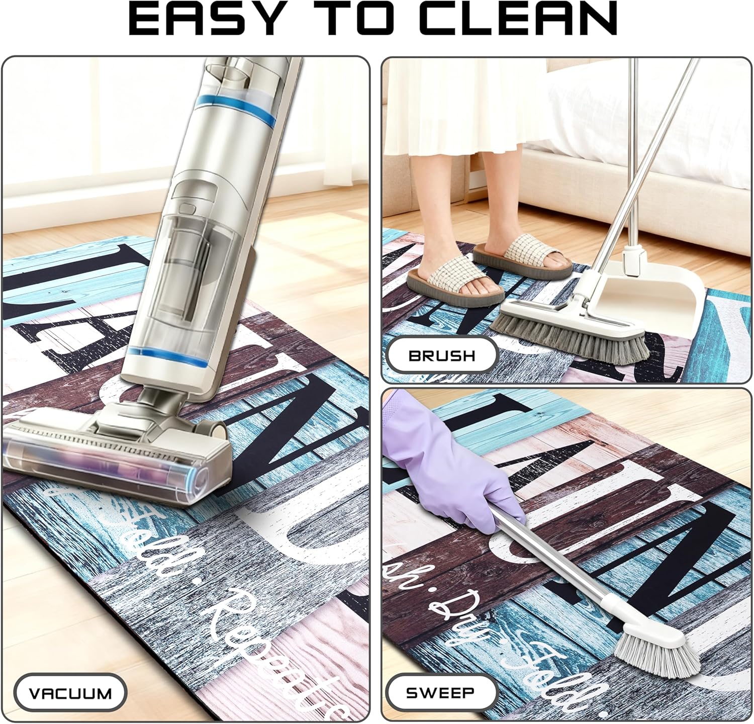 Laundry Room Rug Runner 20"X47", Non Slip Washable Farmhouse Kitchen Runner mat and Laundry Rugs for Laundry Room, Mudroom, Kitchen, Washroom, Bathroom, Entryway Decor