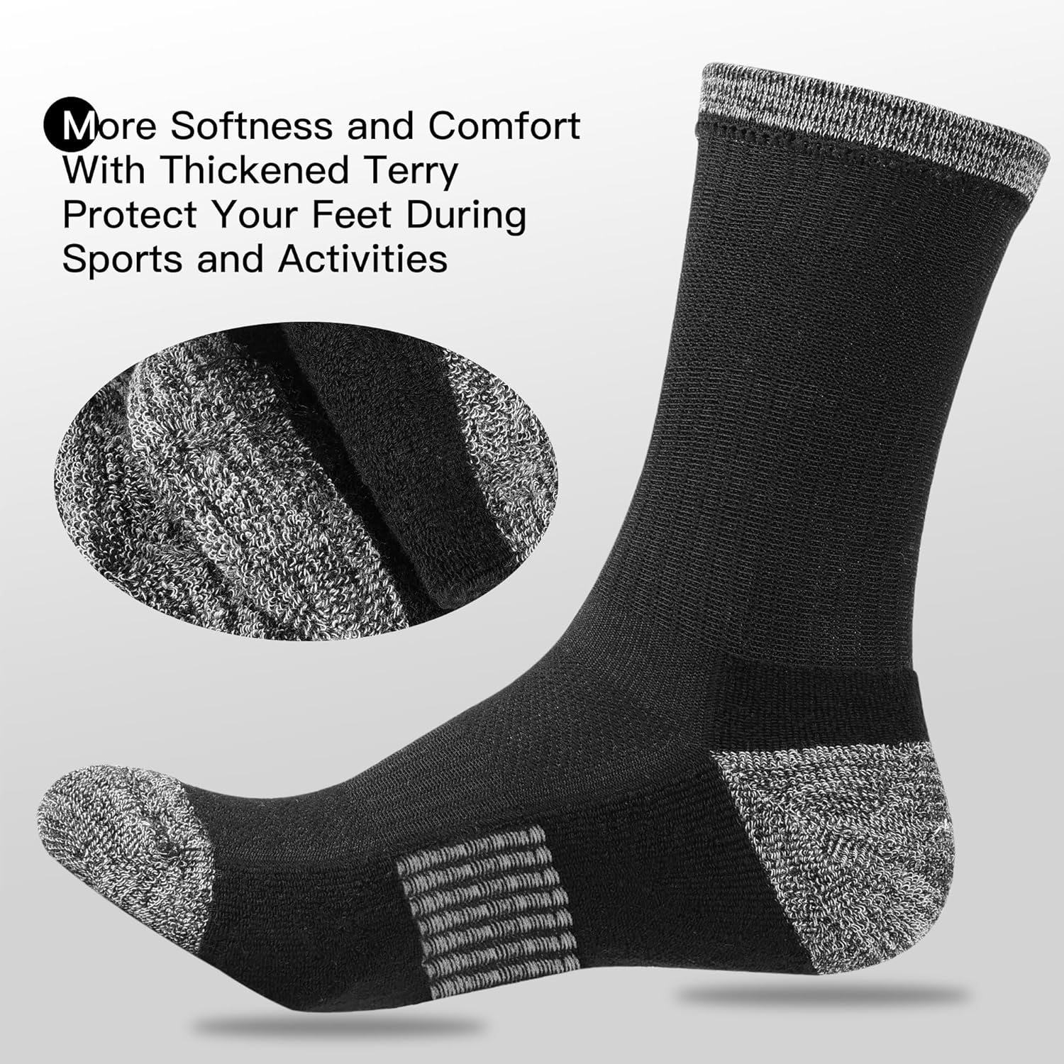 Crew Socks for Women Hiking Athletic Running Walking Cushioned Compression Cotton Socks 6 Pairs - Image 5