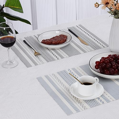 Miniatura 6 de Mantel individual de vinilo, 4 piezas de manteles de PVC resistentes al calor, antideslizantes, duraderos, fáciles de limpiar, 18 x 12 pulgadas