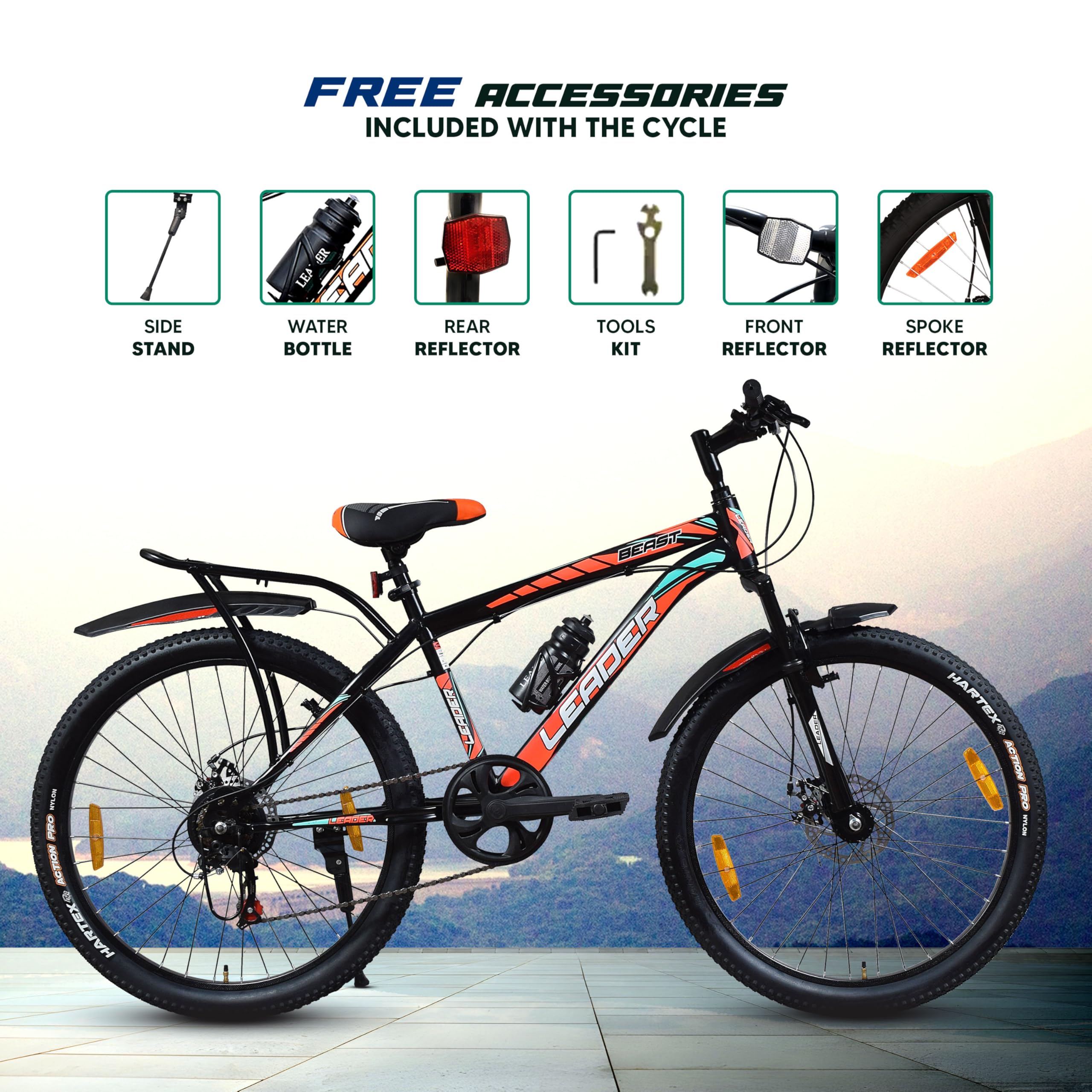 Leader Beast 26T Mountain Bike - 7 Speed, Suspension -8