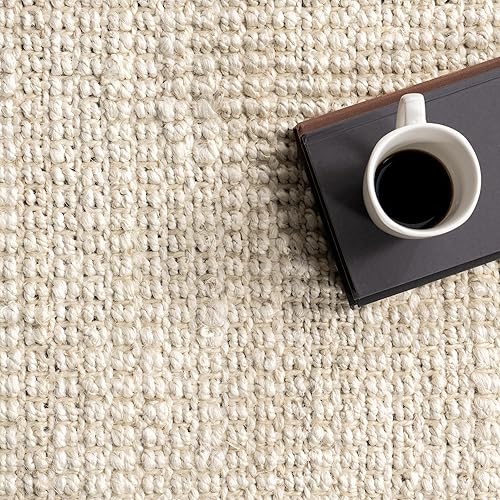 Miniatura 7 de nuLOOM - Alfombra gruesa de yute Daniela Farmhouse, redonda, de 8 pies, color blanco hueso