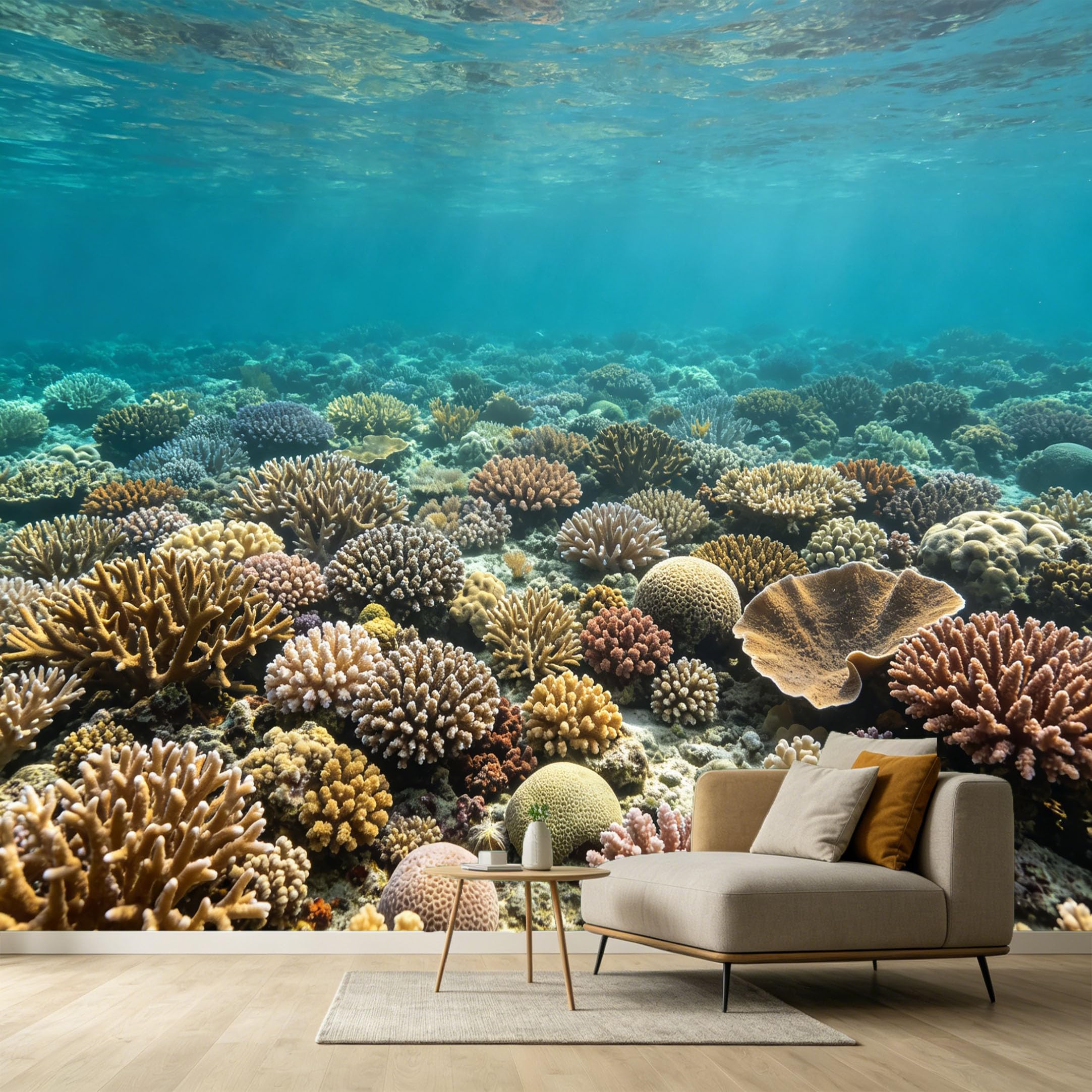 Custom Size Wall Murals Underwater Coral Reef Marine Ocean Life 3D Trompe L'Oeil SelfAdhesive Wall Fabric Removable Large Wallpaper for Photo Living Room