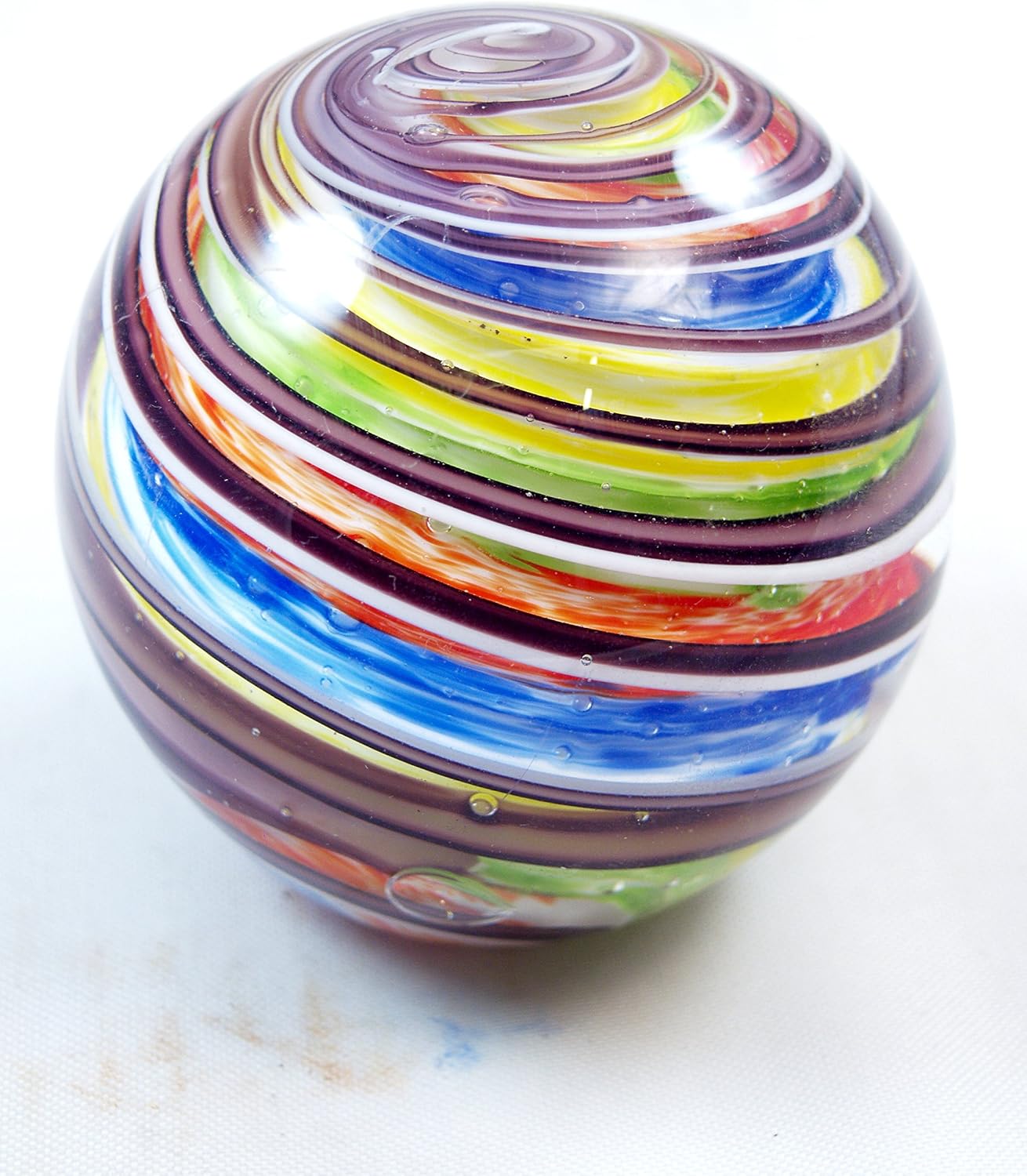 M Design Art Handcraft Rainbow Swirls Line Ranibow Surface Glass Paperweight