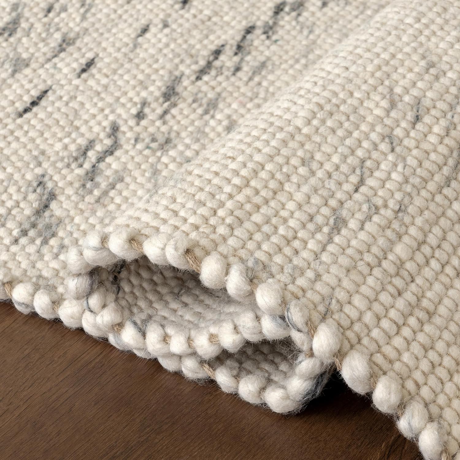 Rugs USA Hamptons Marled Ivory/Grey, 7'6" x 9'6", Hand Woven, Marled, Tassel, Soft and Cozy, High Traffic, Stain Resistant, Easy Clean, Durable Area Rug for Bedroom, Living Room, Dining, Den, Foyer