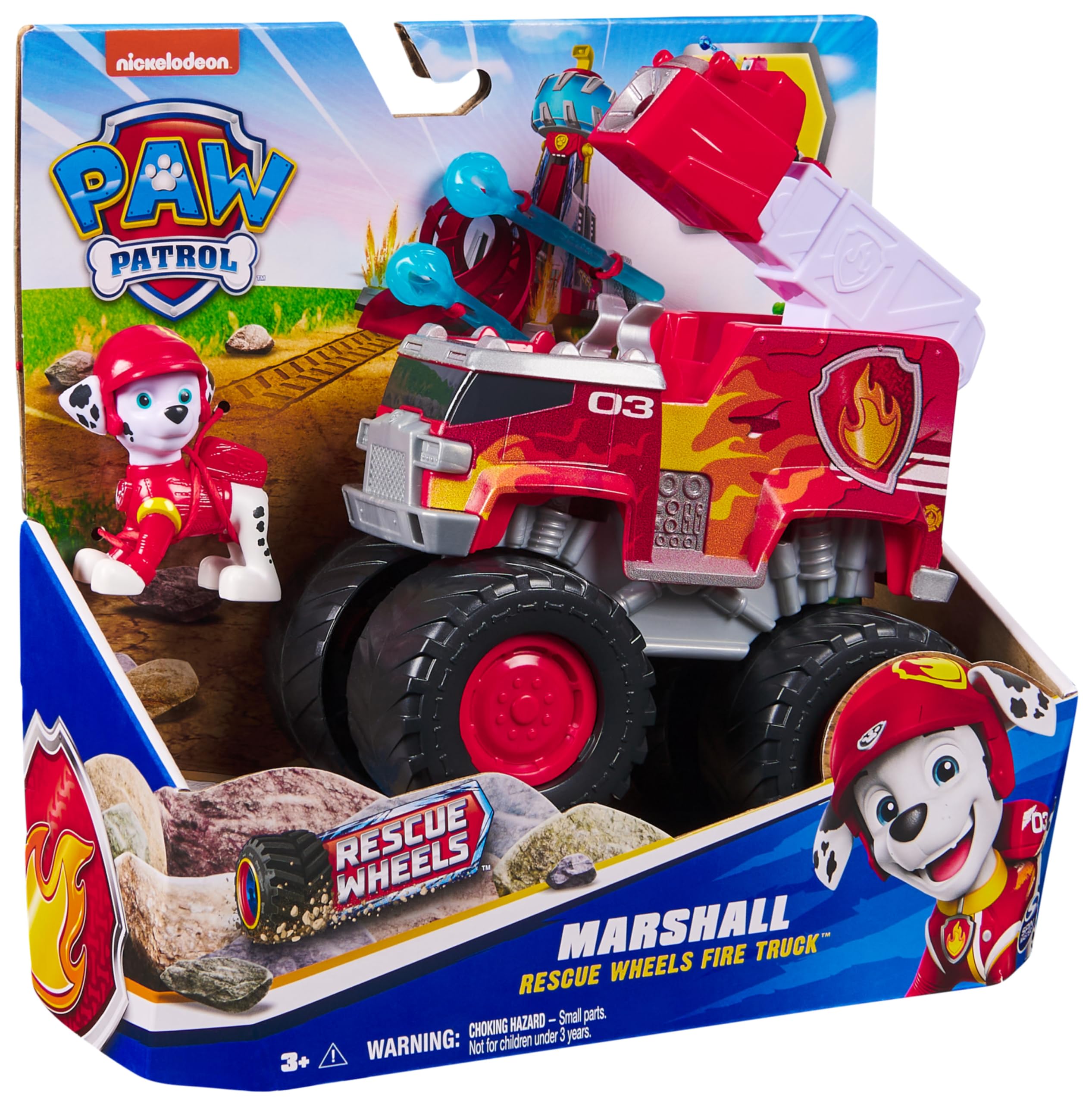Paw Patrol - Pat Patrol - Figurka pojazdu Marcus Rescue Wheels - Figurka Pana Patrolu do kolekcjonowania - 2 pociski - Zabawka Pat Patrol - Samochód dziecięcy - Zabawka dla dzieci od 3 lat