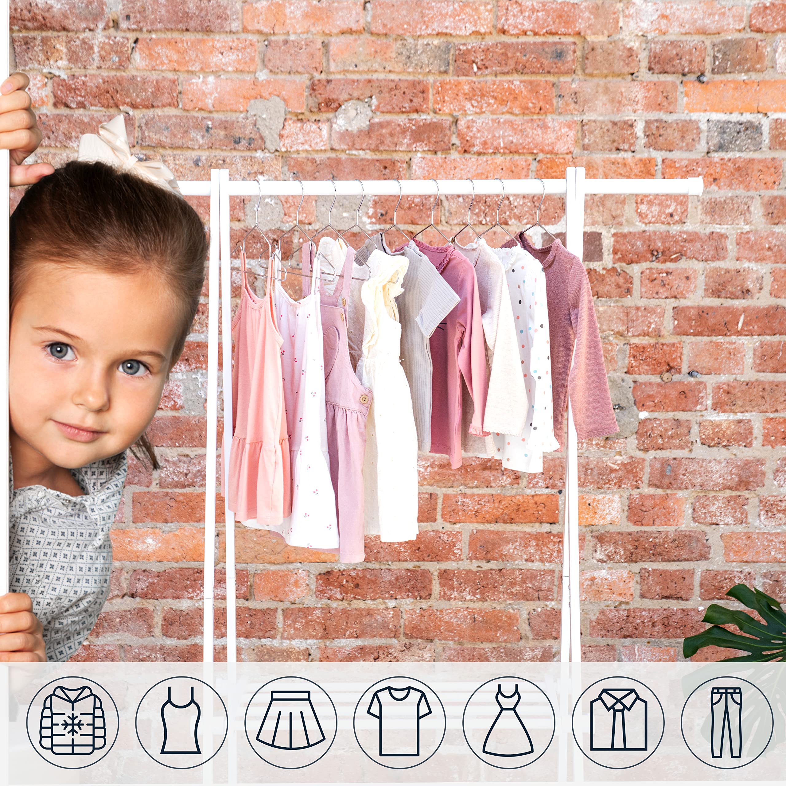 ROW&LINE® – Perchas para Ropa Infantil (30 cm) – 20 Piezas (Negro Mate) – Perchas para Ropa de bebé Que ahorran Espacio – Resistentes para Ropa Pesada – Perchas Infantiles para un Armario ordenado