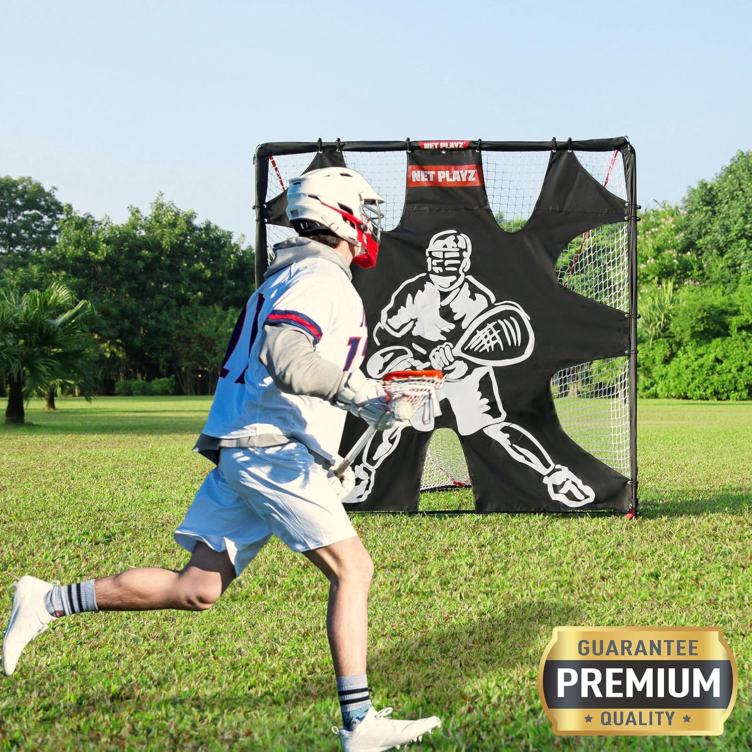 NET PLAYZ 6 x 6 x 6 Feet Lacrosse Goal Fast Install, Fiberglass Frme, Lightweight, Foldable, Portable, Carry Bag Included, With 1 Extra Target Pane : Sports & Outdoors
