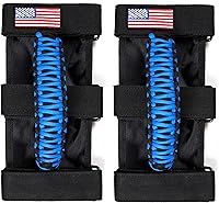 Vista 17 de Bestaoo 2 asas de agarre para barra antivuelco, mango de agarre de paracord para Jeep Wrangler YJ TJ JK JL y Gladiator JT 1955-2022 UTV ATV, apto