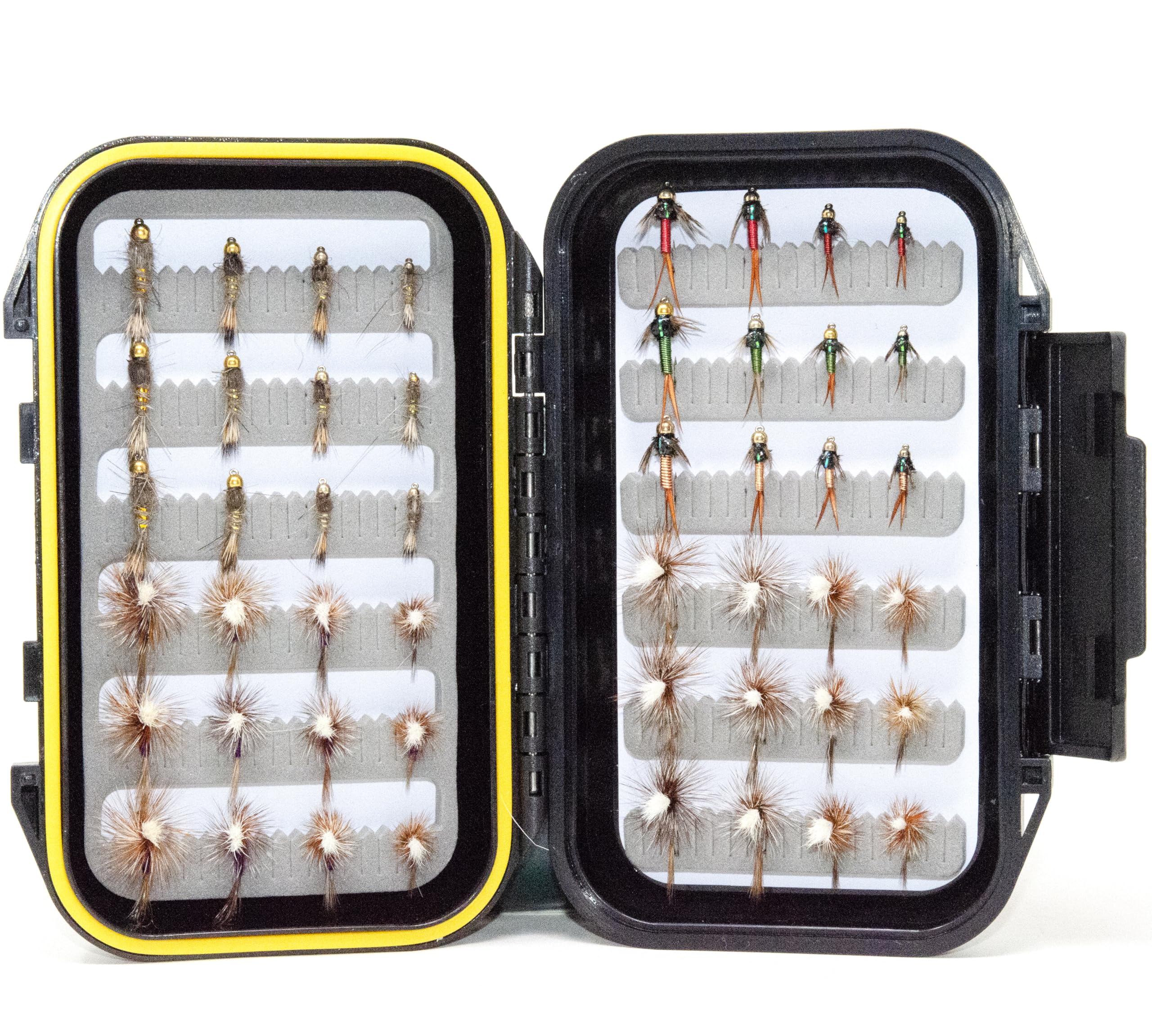 Outdoor Planet 36/48 / 60 Premium Hand Tied Fly Fishing Flies Assortment Kit | Dry/Wet/Nymph/Streamer/Terrestrial/Leech/Popper/Woolly Bugger Flies Set for Trout/Bass/Salmon/Steelhead/Panfish (48 All Water Collection)