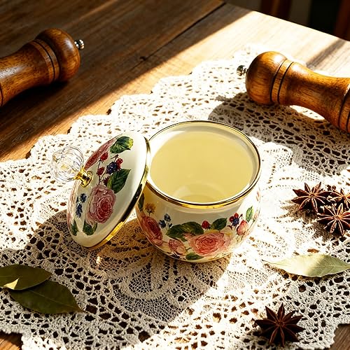 Miniatura 3 de Azucarero esmaltado floral dorado étnico tarro de condimento vintage para té, caja de especias, caja de almacenamiento retro para café, caramelo,