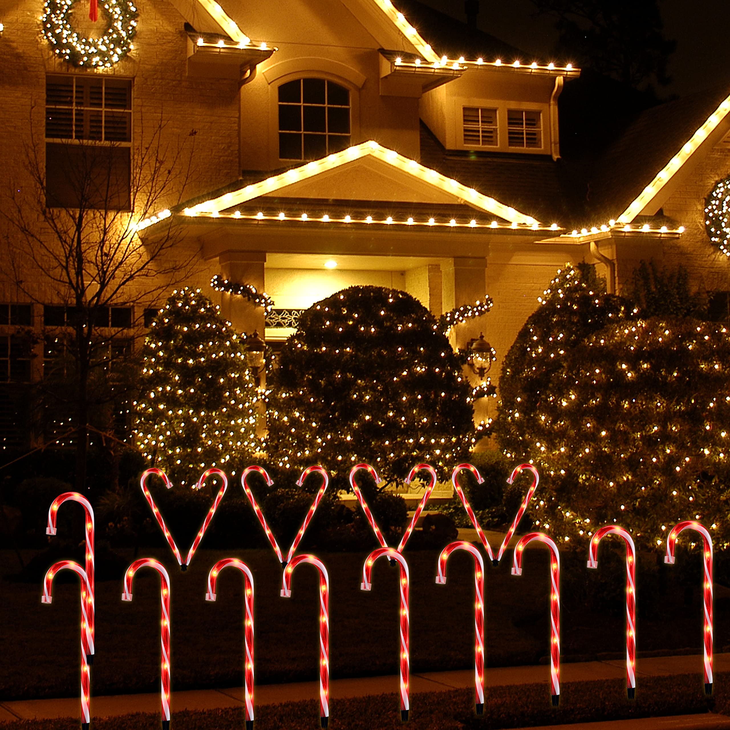 J-HVA Weihnachts-Zuckerstangen-Lichter – Set Mit 10 Stück, Je 66 Cm, UL-zertifiziert