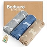 1 Pack 3 Pet Blankets, Super Soft Fluffy Premium Fleece Flannel Portable Throw Dog Blankets for Small Dogs, Printed Cat Puppy Blanket Grey/Brown/Blue Small(23x16 inch)