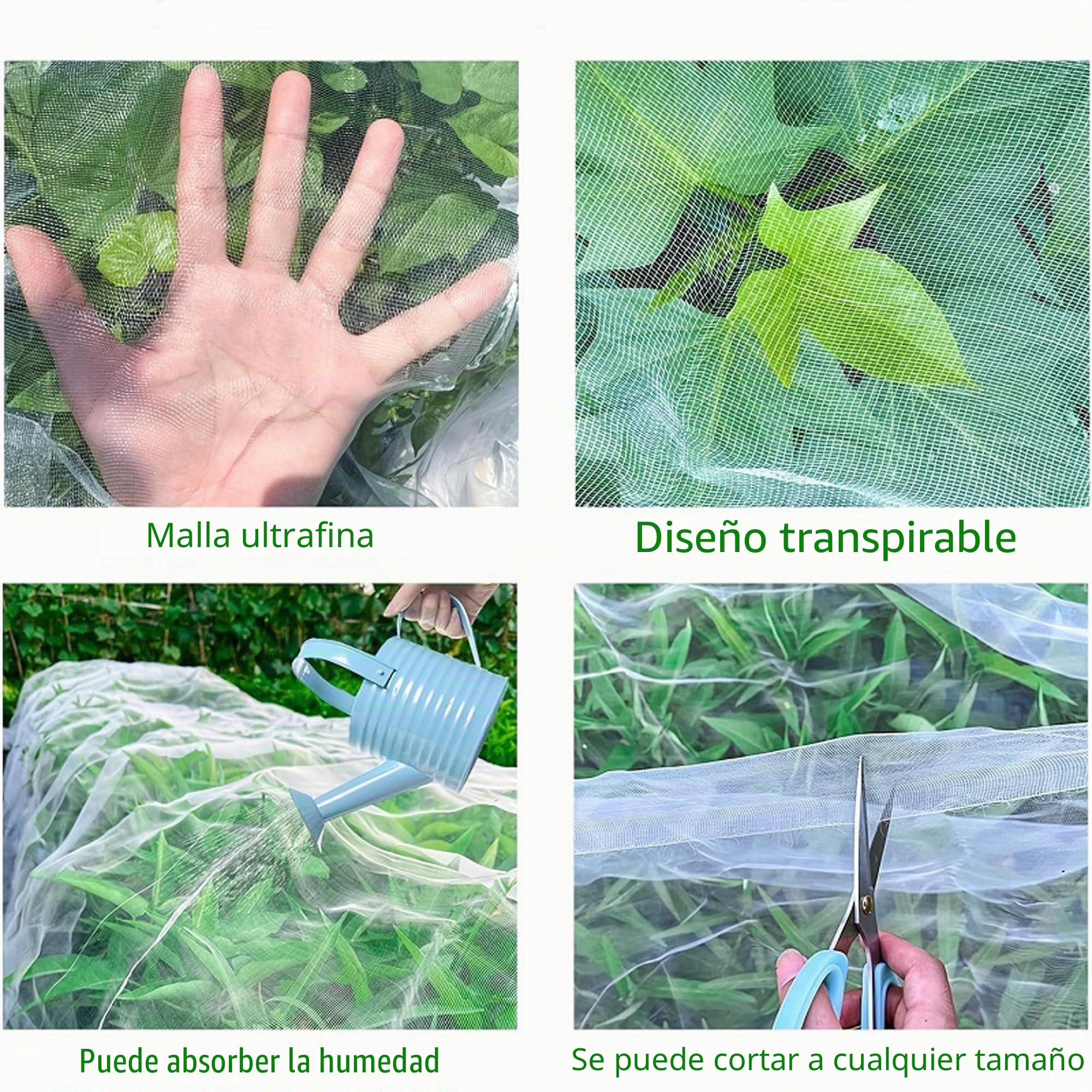 Malla Antipájaros,3x15M Malla Jardin,Red de Protección Antiinsectos,Malla de Protección de PE,Proteccion Plantas,Malla Anti-pájaros,Malla Fina Anti-Insectos,Arcos para Invernadero